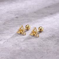 1 Pair Vintage Style Triangle Plating Inlay 304 Stainless Steel Zircon Ear Studs main image 9