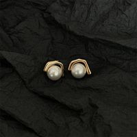 1 Paire Style Simple Géométrique Couleur Unie Placage Perle D'imitation Boucles D'oreilles sku image 1