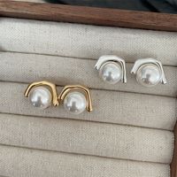1 Pair Simple Style Geometric Solid Color Plating Imitation Pearl Ear Studs main image 1