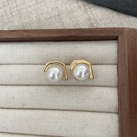1 Pair Simple Style Geometric Solid Color Plating Imitation Pearl Ear Studs main image 2