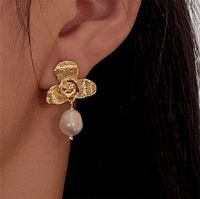 1 Pair Vintage Style Flower Plating Metal Drop Earrings main image 5