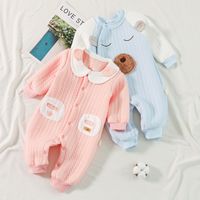 Casual Solid Color Bow Knot Cotton Baby Rompers main image 1
