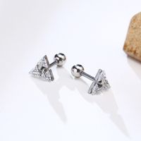 1 Pair Vintage Style Triangle Plating Inlay 304 Stainless Steel Zircon Ear Studs main image 4