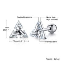 1 Pair Vintage Style Triangle Plating Inlay 304 Stainless Steel Zircon Ear Studs sku image 1