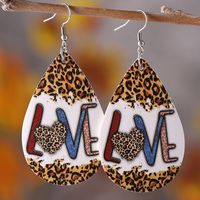 1 Pair Retro Water Droplets Leopard Pu Leather Drop Earrings main image 7