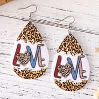 1 Pair Retro Water Droplets Leopard Pu Leather Drop Earrings main image 4