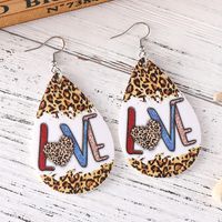 1 Pair Retro Water Droplets Leopard Pu Leather Drop Earrings main image 5