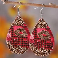 1 Pair Retro Water Droplets Leopard Pu Leather Drop Earrings main image 6