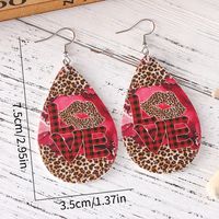1 Pair Retro Water Droplets Leopard Pu Leather Drop Earrings main image 2
