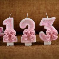 Birthday Cute Sweet Number Bow Knot Paraffin Party Birthday Candle main image 3