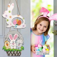 Easter Cartoon Style Cute Rabbit Wood Party Festival Hanging Ornaments main image 5