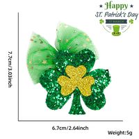 St. Patrick Cartoon Style Cute Exaggerated Four Leaf Clover Gauze Masquerade Party Festival Hairpin sku image 3