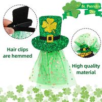 St. Patrick Cartoon Style Cute Exaggerated Four Leaf Clover Gauze Masquerade Party Festival Hairpin main image 5