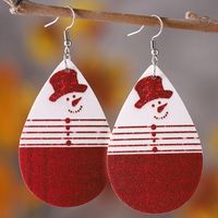 1 Pair Casual Classic Style Water Droplets Snowman Pu Leather Drop Earrings main image 7
