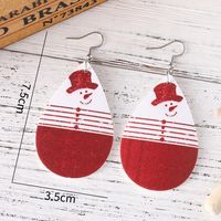 1 Pair Casual Classic Style Water Droplets Snowman Pu Leather Drop Earrings main image 3