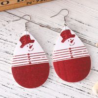1 Pair Casual Classic Style Water Droplets Snowman Pu Leather Drop Earrings main image 5