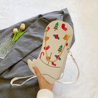 Women's Pu Leather Christmas Tree Classic Style Sewing Thread Bucket Zipper Crossbody Bag sku image 2
