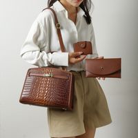 Women's All Seasons Pu Leather Solid Color Elegant Square Zipper Bag Sets main image 6