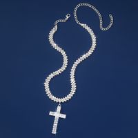 Elegant Lady Cross Silver Plated Zircon Alloy Wholesale Pendant Necklace main image 2