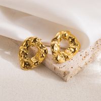 1 Pair Vintage Style Formal Simple Style Solid Color Plating Stainless Steel 18k Gold Plated Ear Studs main image 2