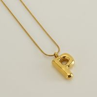 Stainless Steel 18K Gold Plated Casual Classic Style Polishing Plating Letter Titanium Steel Pendant Necklace sku image 14