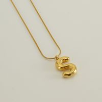 Stainless Steel 18K Gold Plated Casual Classic Style Polishing Plating Letter Titanium Steel Pendant Necklace sku image 25