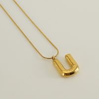 Stainless Steel 18K Gold Plated Casual Classic Style Polishing Plating Letter Titanium Steel Pendant Necklace sku image 16