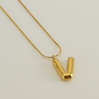 Stainless Steel 18K Gold Plated Casual Classic Style Polishing Plating Letter Titanium Steel Pendant Necklace sku image 20