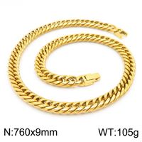 Hip-Hop Retro Solid Color Titanium Steel Plating 18K Gold Plated Men's Necklace sku image 24
