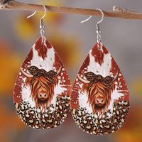 1 Pair Retro Water Droplets Cattle Pu Leather Drop Earrings main image 6