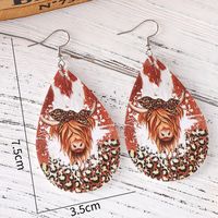 1 Pair Retro Water Droplets Cattle Pu Leather Drop Earrings main image 3