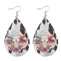 1 Pair Retro Water Droplets Cattle Pu Leather Drop Earrings main image 2