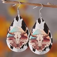 1 Pair Retro Water Droplets Cattle Pu Leather Drop Earrings main image 5