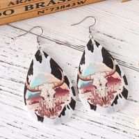 1 Pair Retro Water Droplets Cattle Pu Leather Drop Earrings main image 4