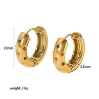 1 Pair Vintage Style Hexagram Polishing Plating Inlay 304 Stainless Steel Zircon Hoop Earrings sku image 4