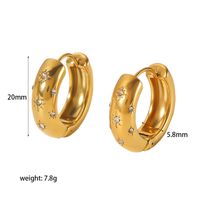 1 Pair Vintage Style Hexagram Polishing Plating Inlay 304 Stainless Steel Zircon Hoop Earrings main image 5
