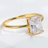 De Gros Élégant Brillant Rectangle Le Cuivre Incruster Plaqué Or 18K Plaqué Or Rose Plaqué Argent Zircon Anneaux main image 3