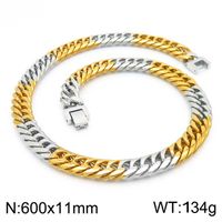 Hip Hop Retro Color Sólido Acero Titanio Enchapado Chapados en oro de 18k Hombres Collar sku image 33