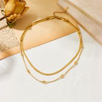 Titanium Steel 18K Gold Plated Vintage Style Plating Solid Color Necklace main image 2