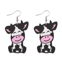 1 Pair Cute Vacation Cows Wood Drop Earrings main image 2