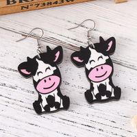 1 Pair Cute Vacation Cows Wood Drop Earrings main image 5