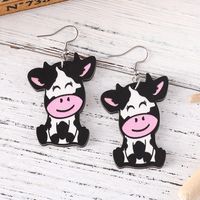 1 Pair Cute Vacation Cows Wood Drop Earrings main image 4