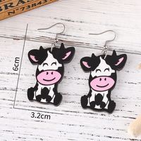 1 Pair Cute Vacation Cows Wood Drop Earrings main image 3
