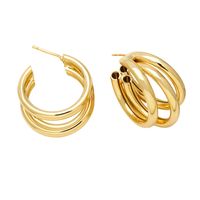 1 Pair Vintage Style Simple Style Solid Color Plating Copper 18k Gold Plated Hoop Earrings sku image 1