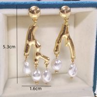 1 Pair Classical Retro Irregular Metal Gold Plated Drop Earrings main image 2