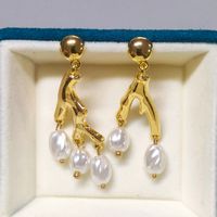 1 Pair Classical Retro Irregular Metal Gold Plated Drop Earrings sku image 1