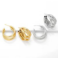 1 Pair Vintage Style Simple Style Solid Color Plating Copper 18k Gold Plated Hoop Earrings main image 5