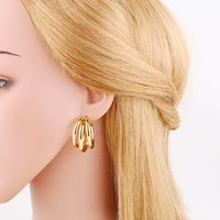 1 Paar Vintage-stil Einfacher Stil Einfarbig Überzug Kupfer 18 Karat Vergoldet Reif Ohrringe main image 4