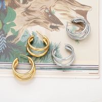 1 Paar Vintage-stil Einfacher Stil Einfarbig Überzug Kupfer 18 Karat Vergoldet Reif Ohrringe main image 6