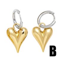1 Pair Simple Style Heart Shape Plating Copper 18k Gold Plated Drop Earrings main image 2